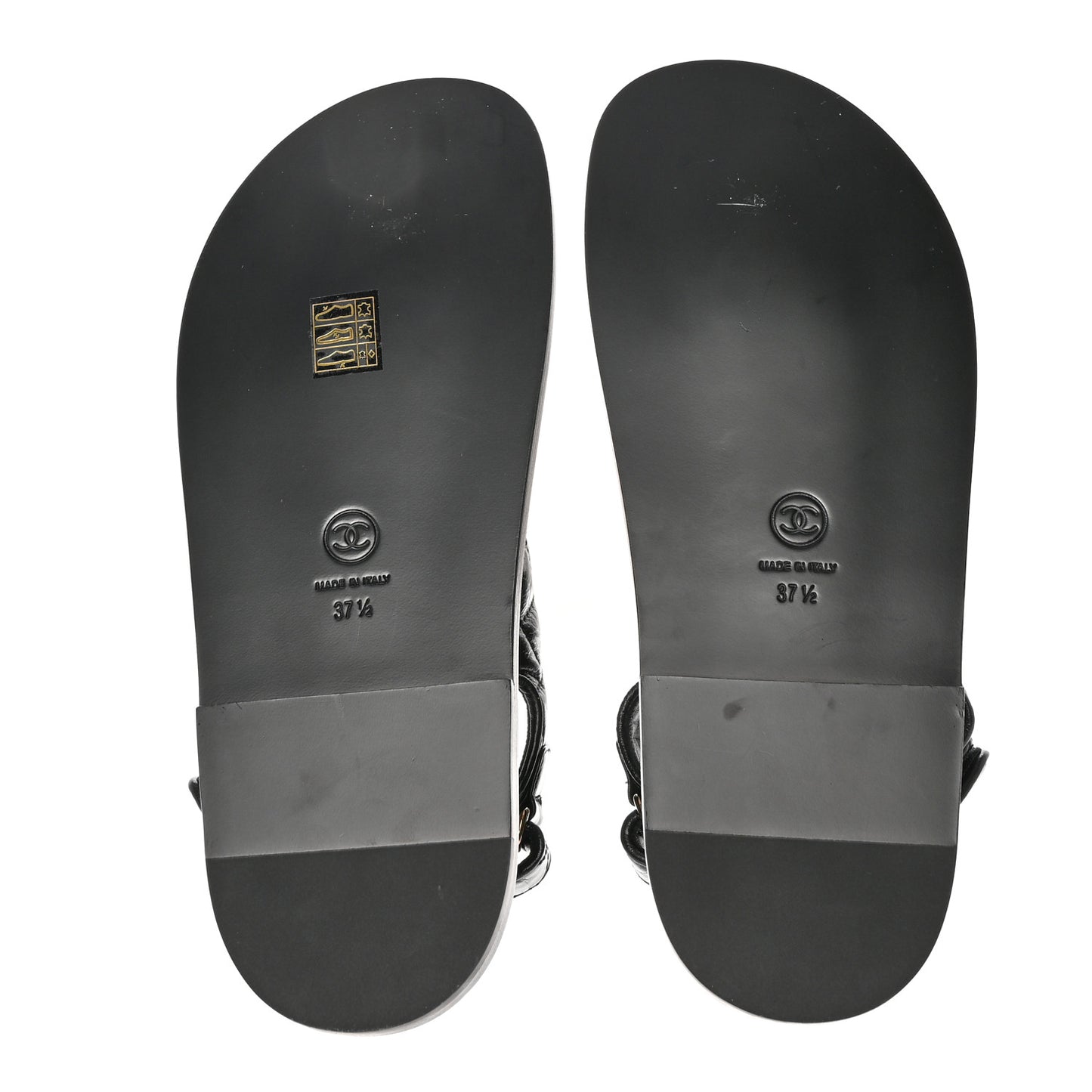Shiny Calfskin Velcro Dad Sandals 37.5 Black