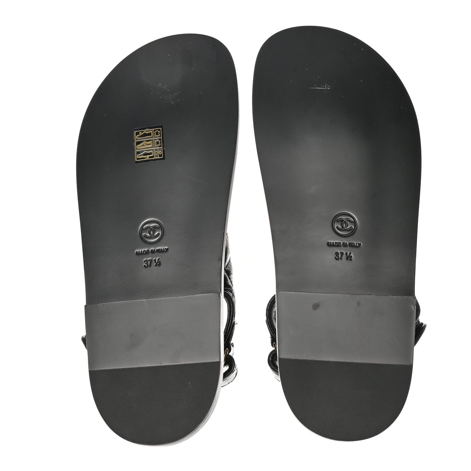 Chanel Shiny Calfskin Velcro Dad Sandals 37.5 Black 5 of 10