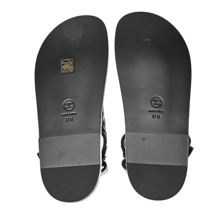 Chanel Shiny Calfskin Velcro Dad Sandals 37.5 Black 5 of 10