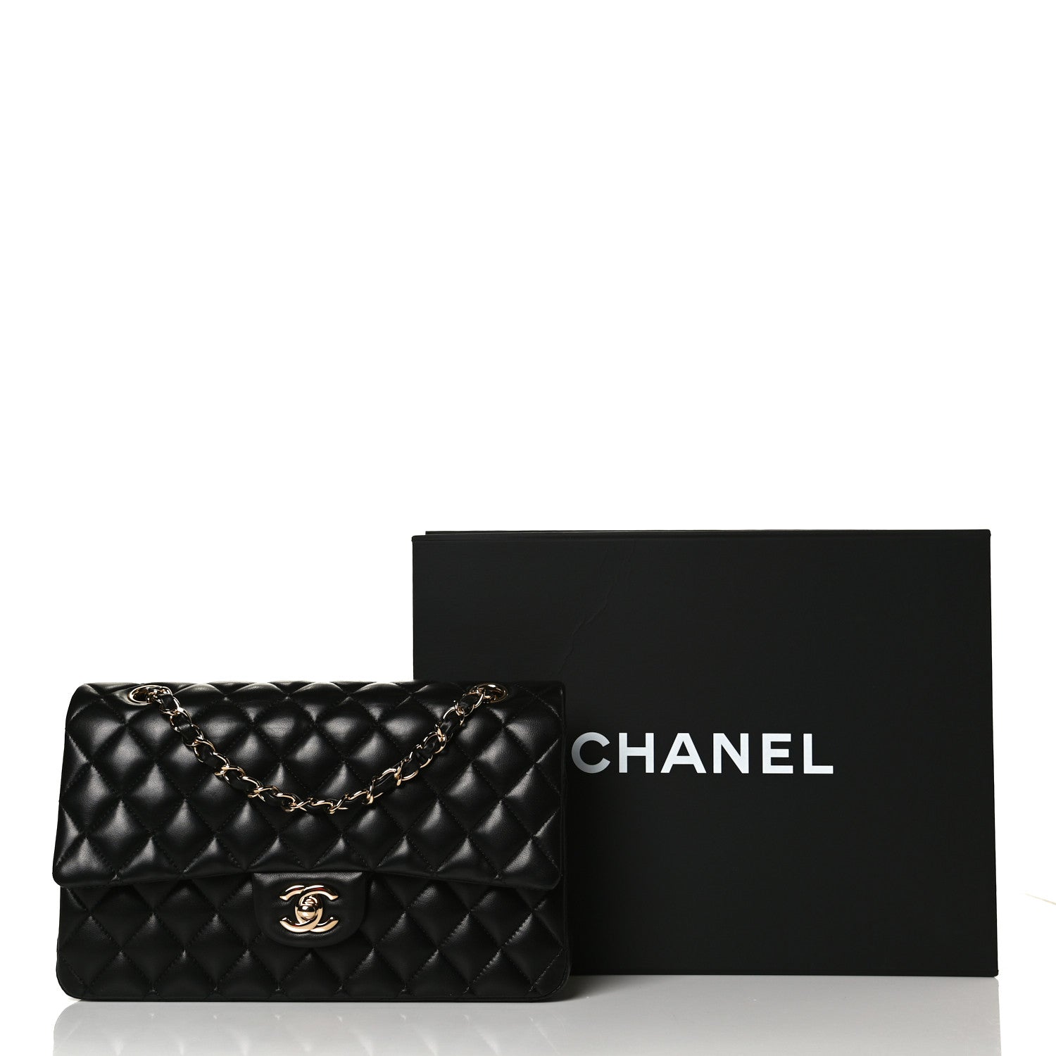 Chanel Lambskin Quilted Medium Double Flap Black 16 of 16