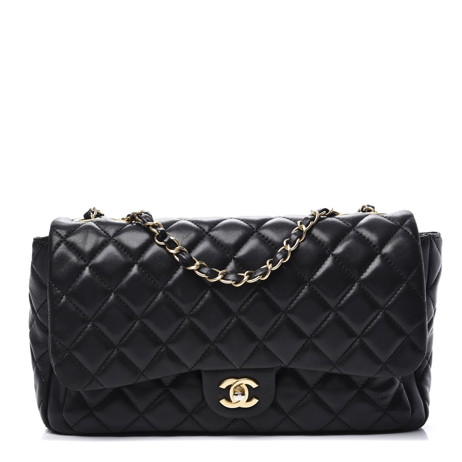 Chanel Lambskin Quilted Large Now and Forever Flap Black 1 of 10