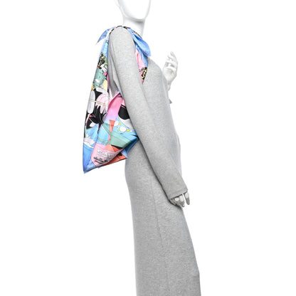 Hermes Silk Space Derby Furoshiki Bag GM Bleu Ciel Rose Vert Amande 2 of 11