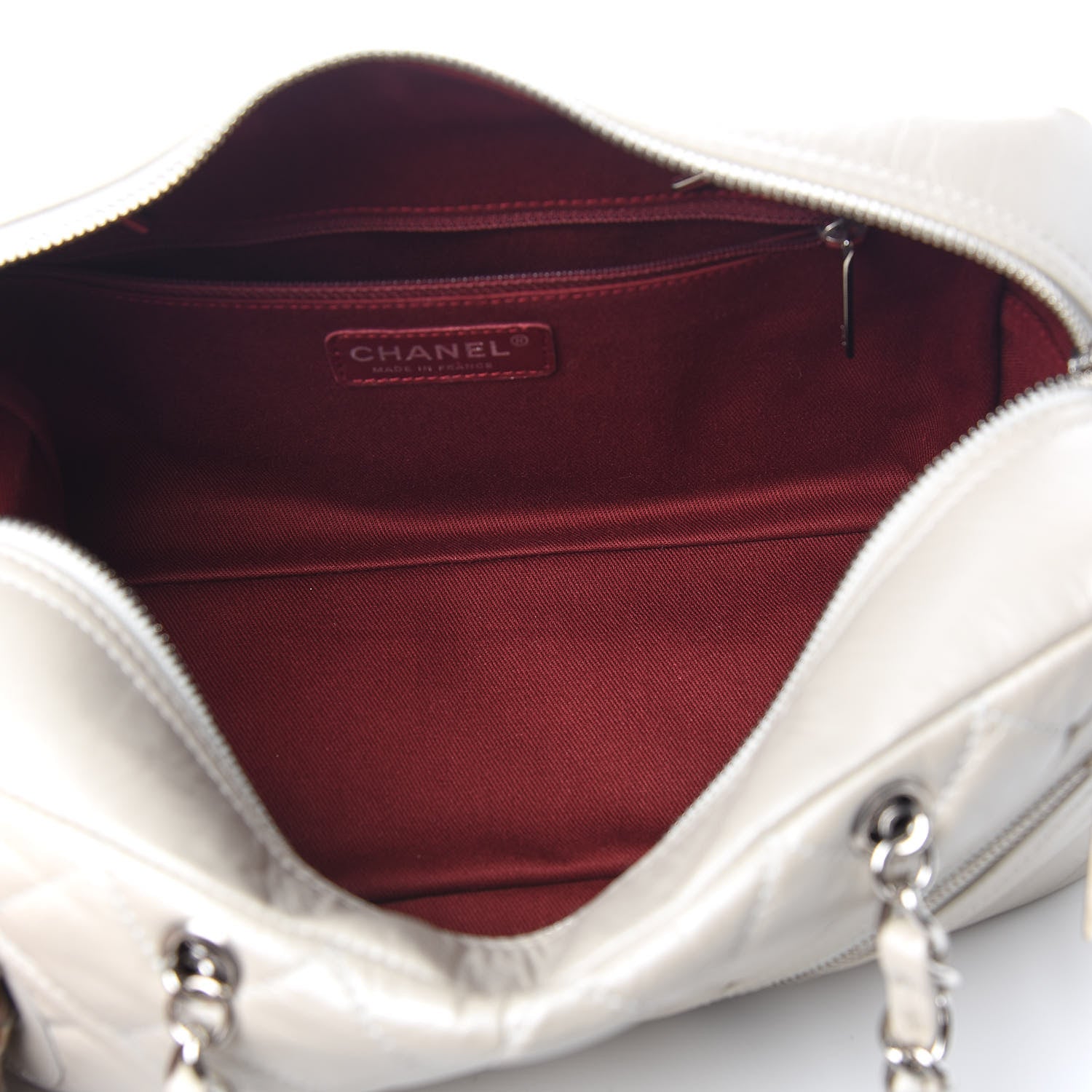 Chanel Aged Calfskin Quilted Cotton Club Bowler Pearl 4 of 9