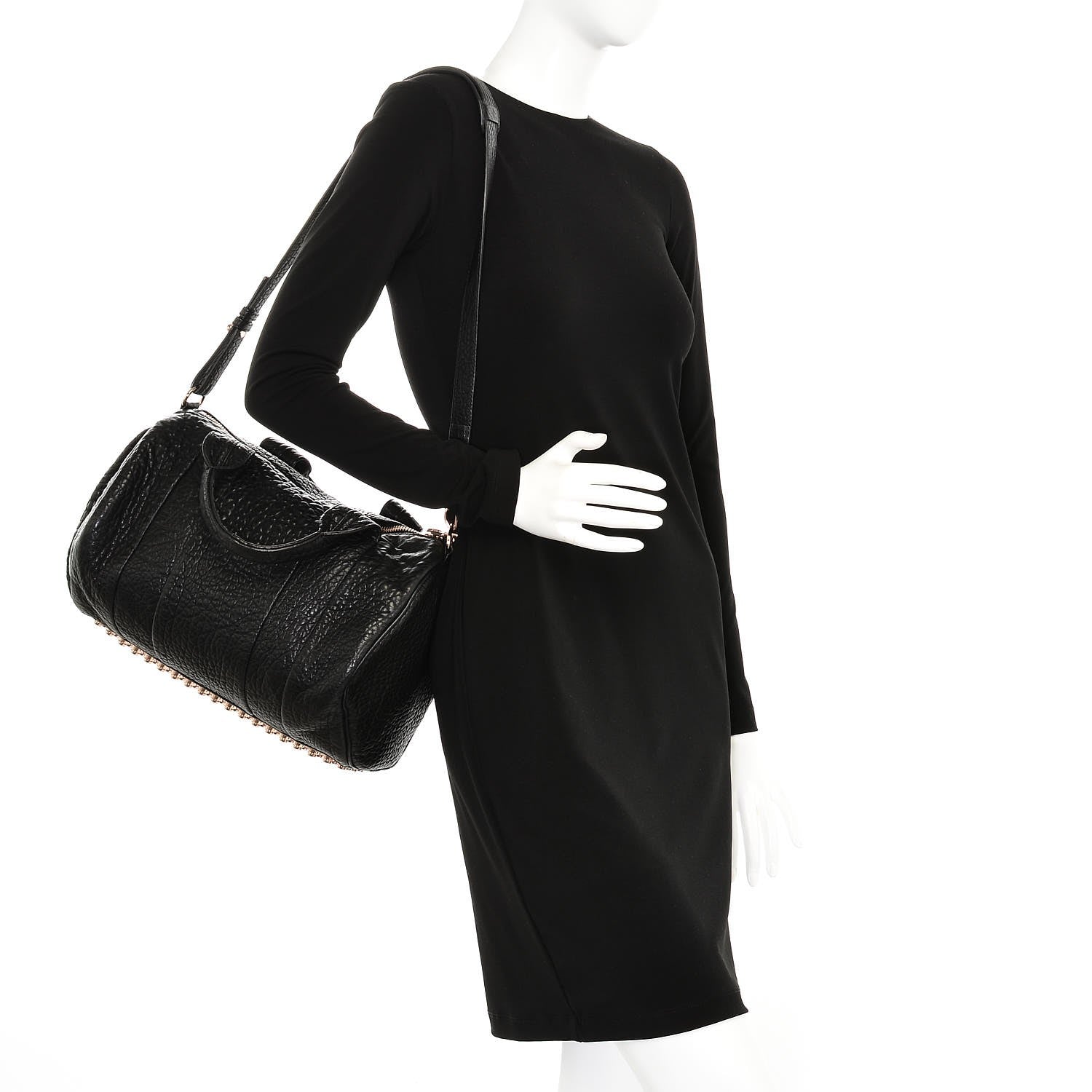 Alexander Wang Pebbled Lambskin Rocco Black Rose Gold Hardware 2 of 6