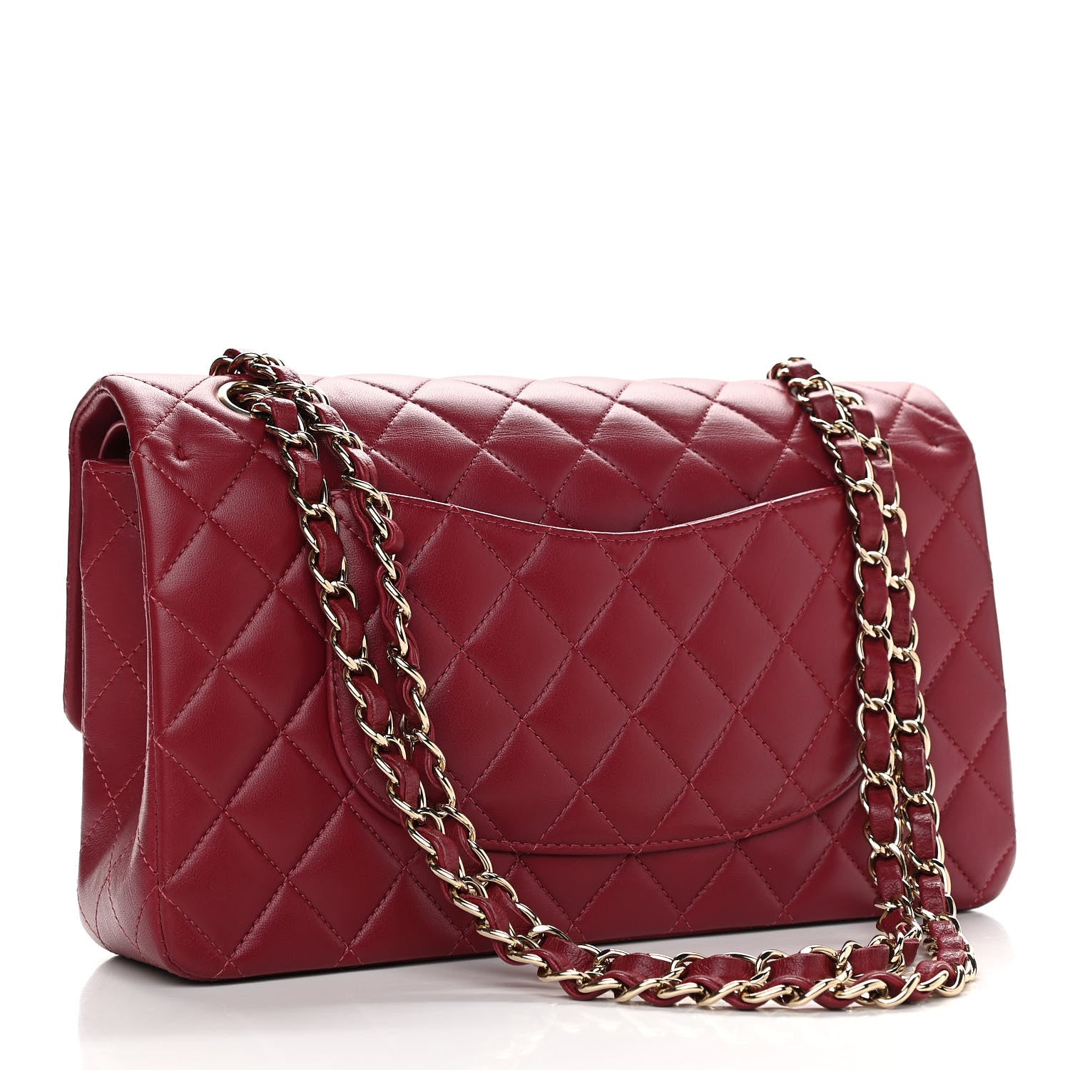 Chanel Lambskin Quilted Medium Double Flap Burgundy 3 of 10