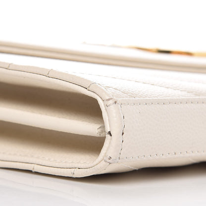 Saint Laurent Grain De Poudre Matelasse Chevron Monogram Chain Wallet Porcellana 8 of 8