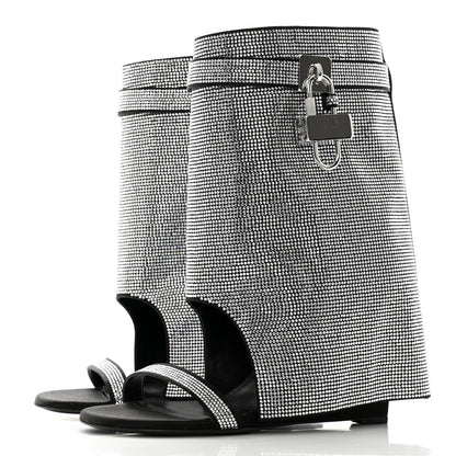 Givenchy Strass Shark Lock Sandals 38 Silvery 3 of 8