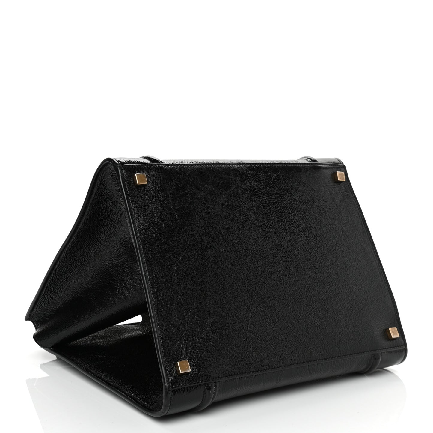 Crinkled Patent Calfskin Medium Phantom Luggage Black