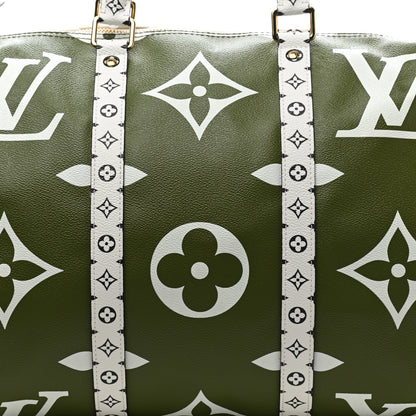 Louis Vuitton Monogram Giant Keepall Bandouliere 50 Kaki Beige 7 of 9