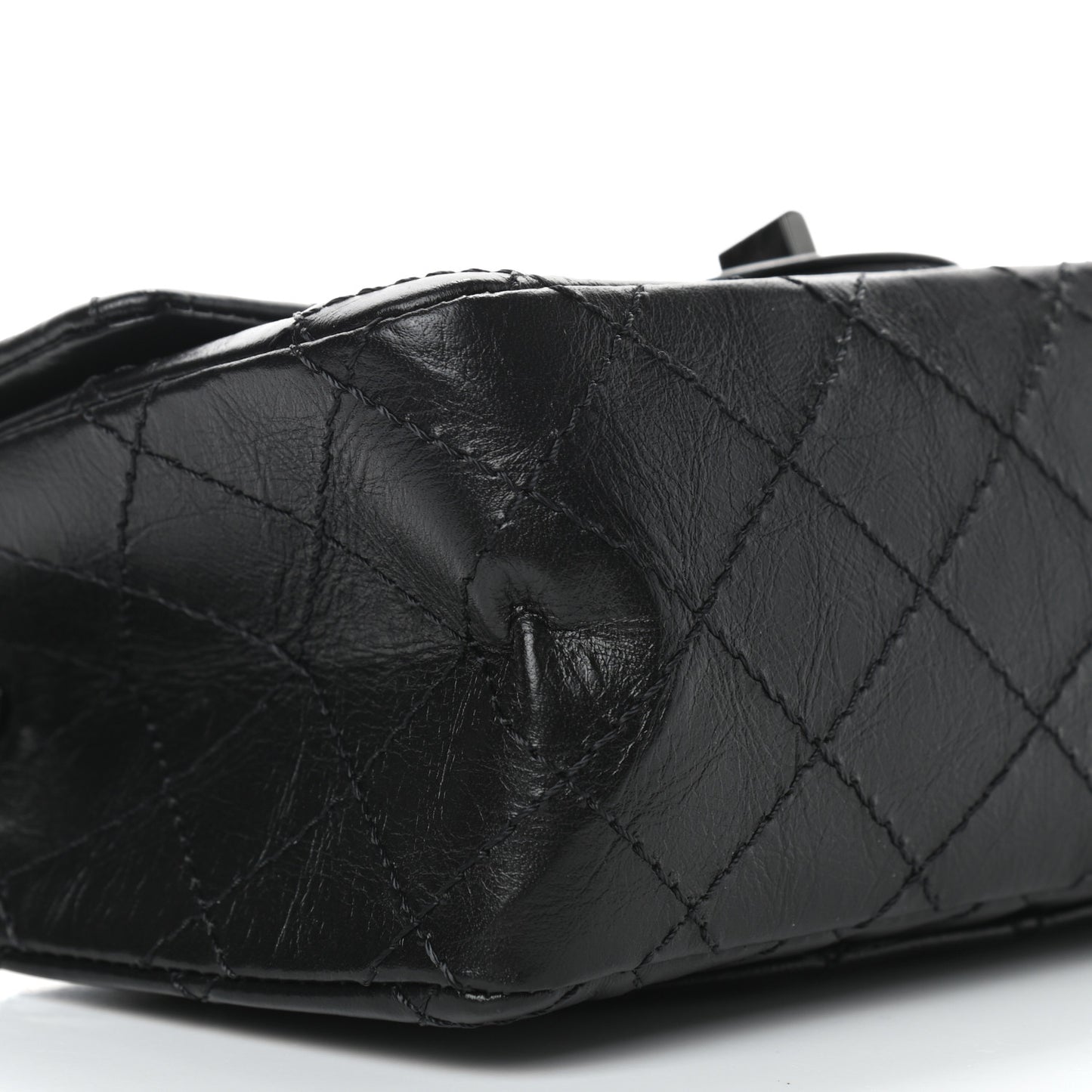 Aged Calfskin Quilted 2.55 Reissue Mini Flap So Black