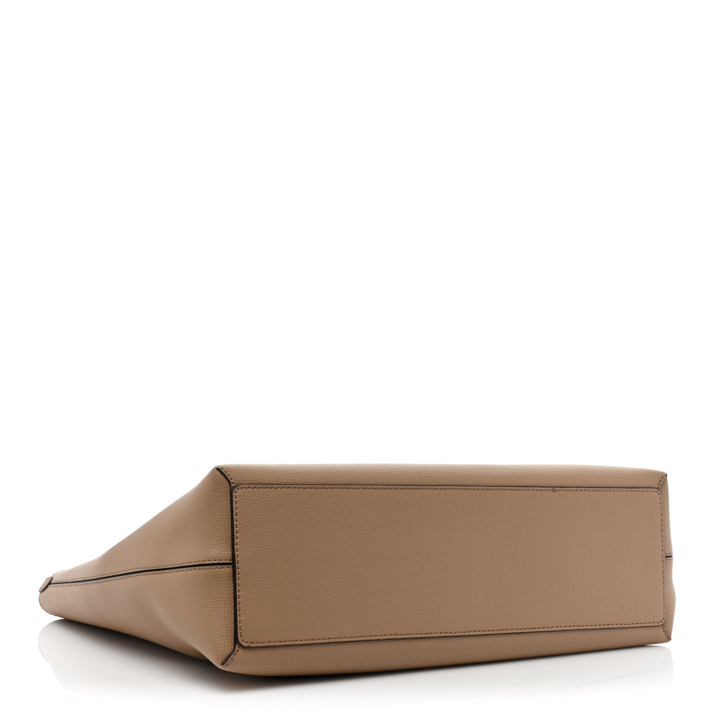 Grainy Calfskin Haymarket Check Medium Reversible Tote Camel