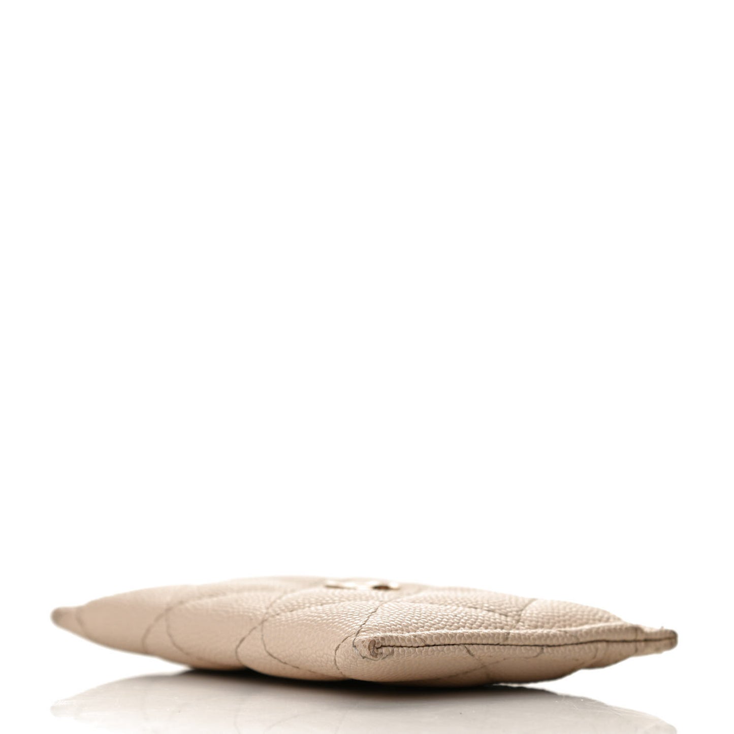 Caviar Quilted Card Holder Light Beige