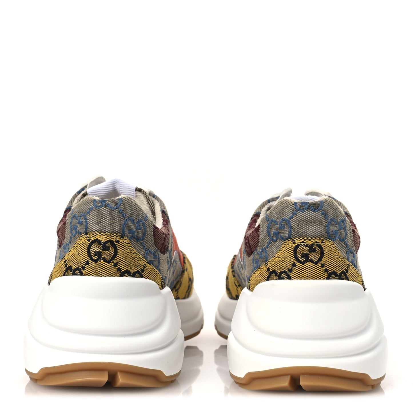 Monogram Multicolor Womens Rhyton Sneakers 37.5 Yellow Blue Great White Tabasco