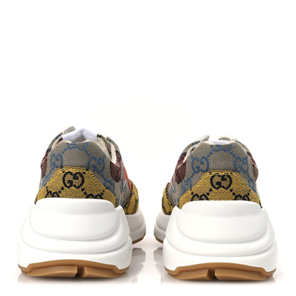 Gucci Monogram Multicolor Womens Rhyton Sneakers 37.5 Yellow Blue Great White Tabasco 6 of 12