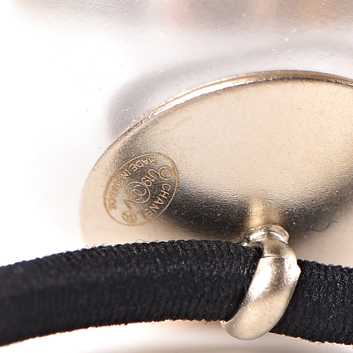 Chanel Pearl CC Hair Tie Black White 4 of 4