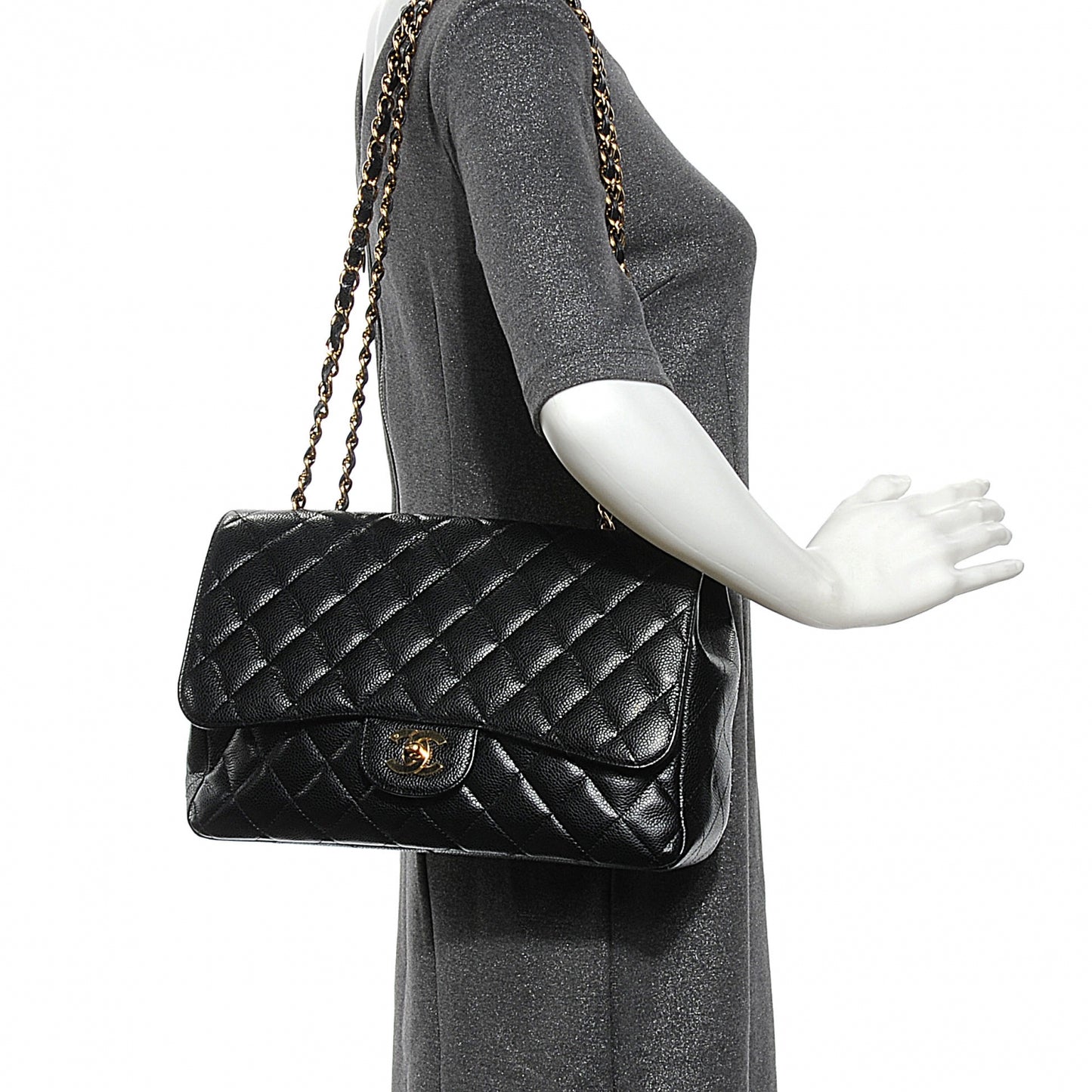 Caviar Jumbo Single Flap Black