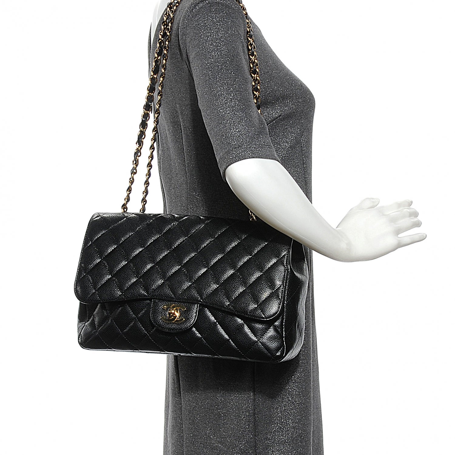 Chanel Caviar Jumbo Single Flap Black 2 of 8