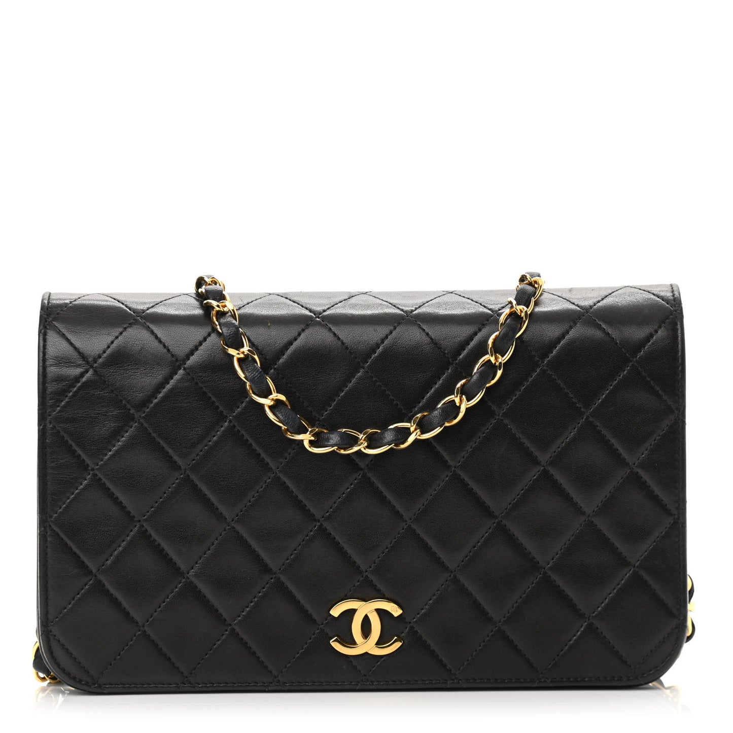Lambskin Quilted Small Single Flap Black