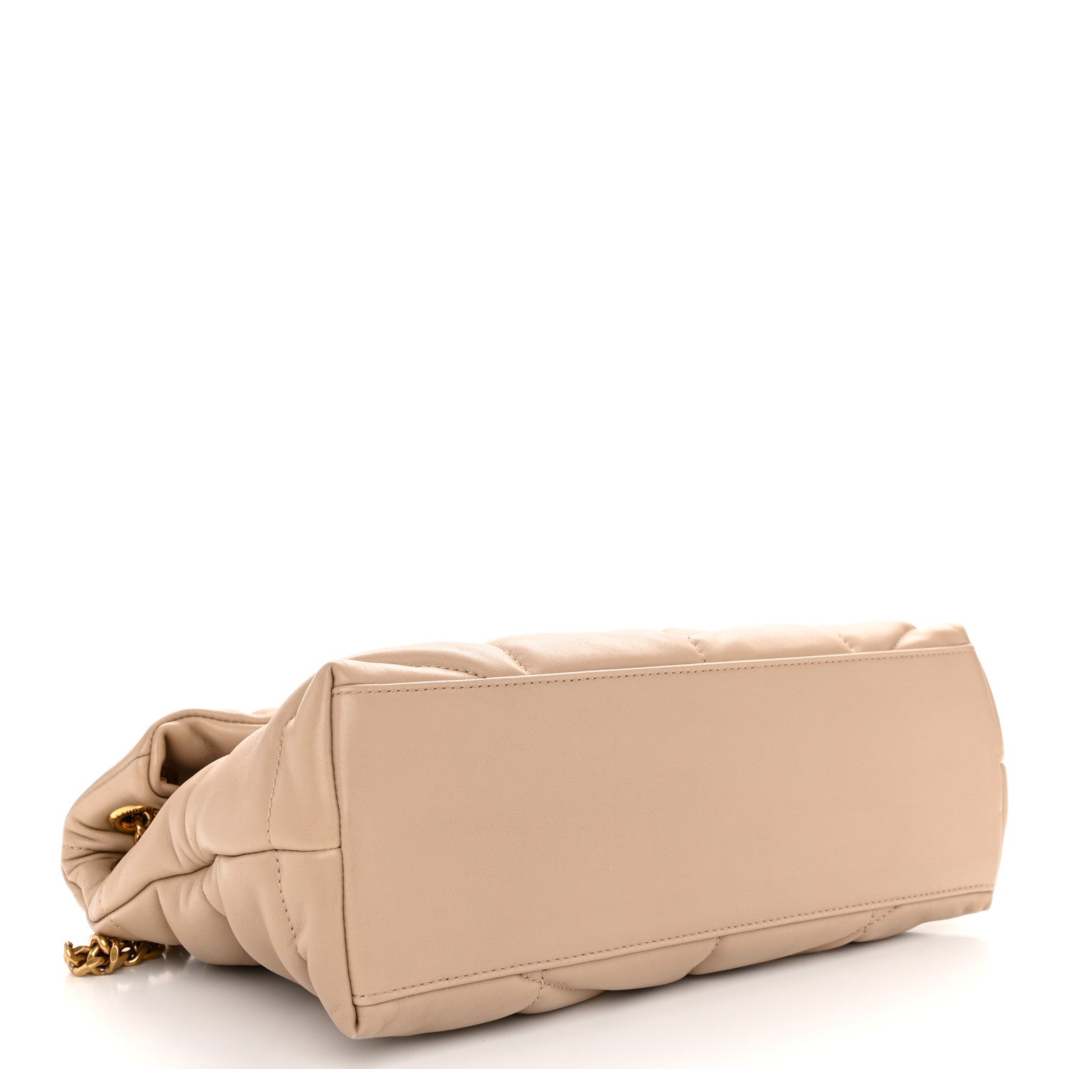 Saint Laurent Lambskin Quilted Small Loulou Puffer Monogram Chain Satchel Dark Beige 4 of 10
