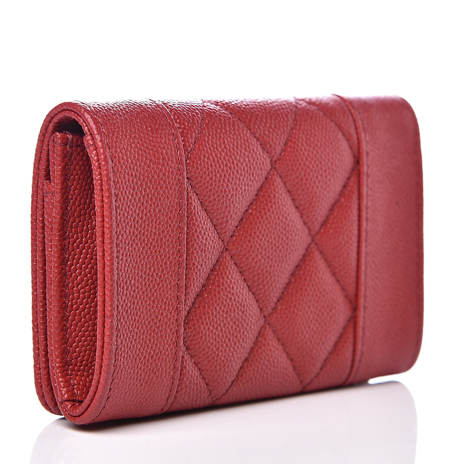 Chanel Caviar Quilted Vintage Mademoiselle Card Holder Red 2 of 8