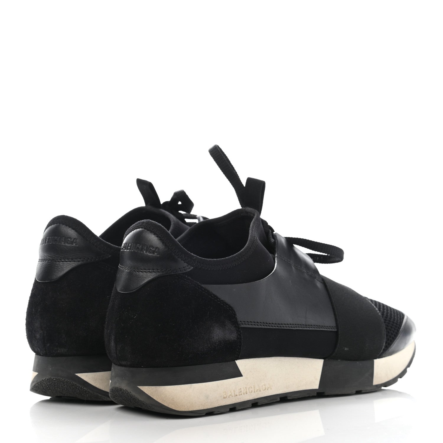 Balenciaga Mesh Calfskin Neoprene Suede Womens Race Runner Sneakers 40 Black 4 of 21