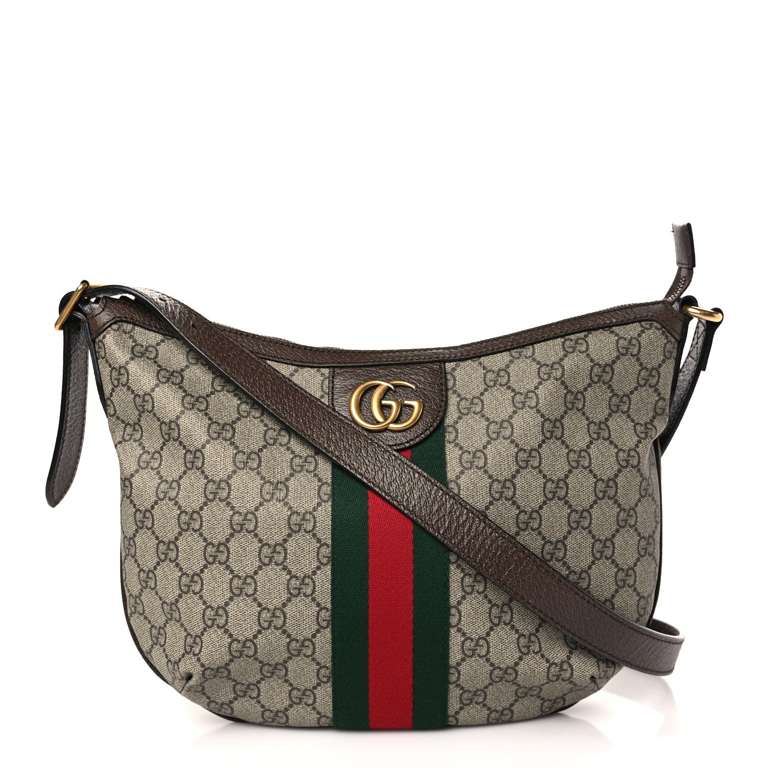 Gucci GG Supreme Monogram Web Small Ophidia Half Moon Hobo Brown 1 of 10