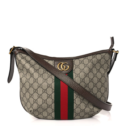 Gucci GG Supreme Monogram Web Small Ophidia Half Moon Hobo Brown 1 of 10