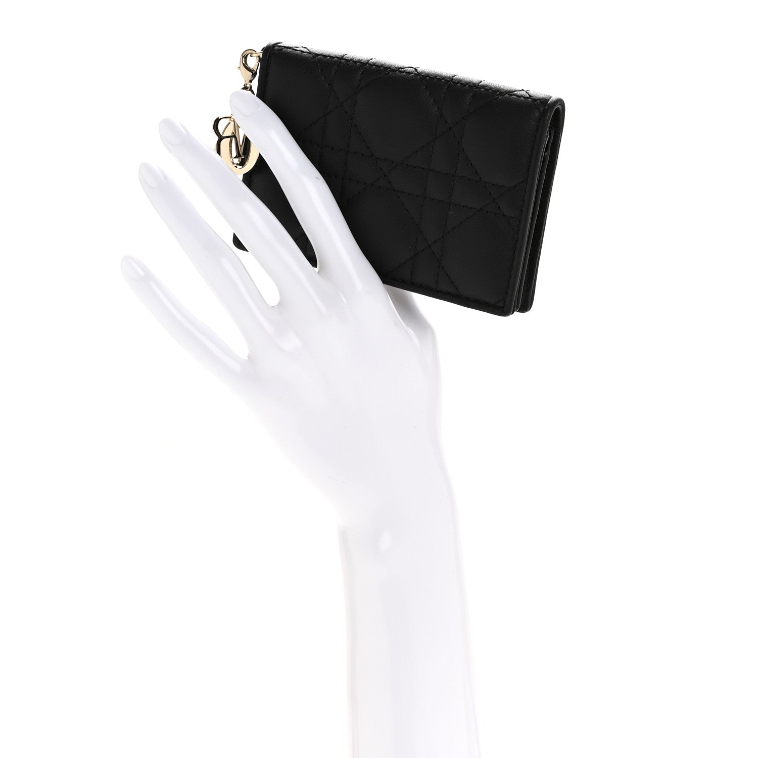 Christian Dior Lambskin Cannage Mini Lady Dior Wallet Black 2 of 9