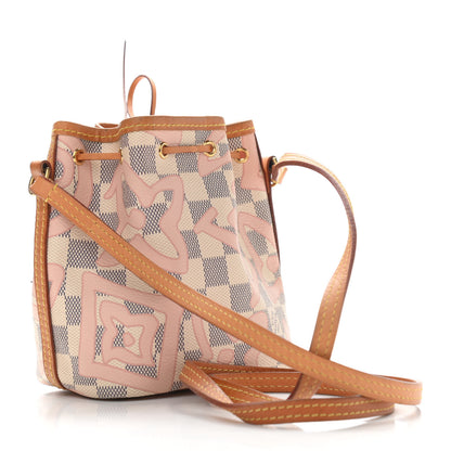 Louis Vuitton Damier Azur Tahitienne Nano Noe Rose Ballerine 3 of 11