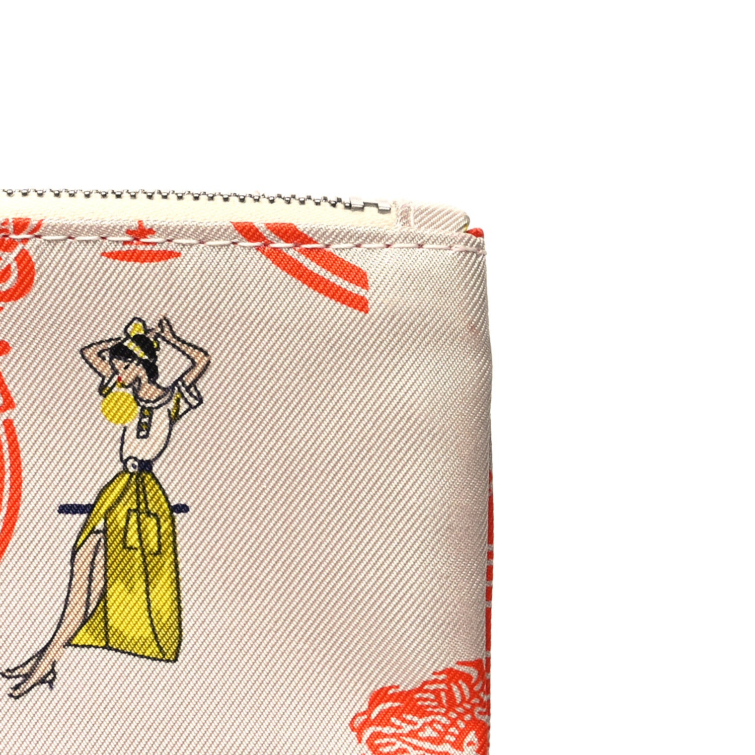 Hermes Technical Silk Ex-Libris Les Parisiennes Silky Pocket Cosmetic Case Geranium Nata Gold 9 of 9