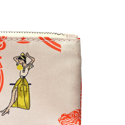 Hermes Technical Silk Ex-Libris Les Parisiennes Silky Pocket Cosmetic Case Geranium Nata Gold 9 of 9