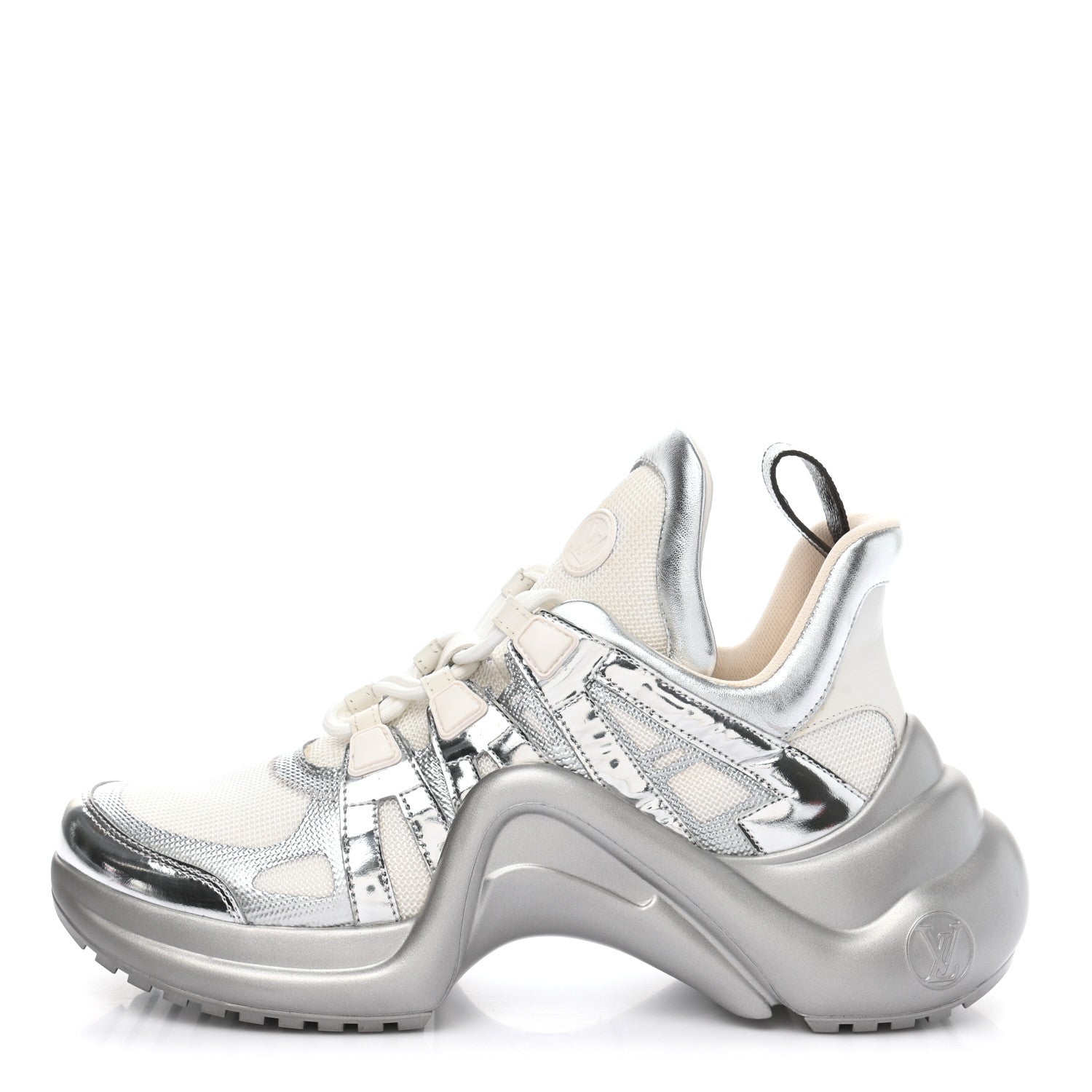 Louis Vuitton Metallic Calfskin Technical Nylon LV Archlight Sneakers 40 White Silver 1 of 11
