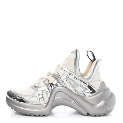 Louis Vuitton Metallic Calfskin Technical Nylon LV Archlight Sneakers 40 White Silver 1 of 11