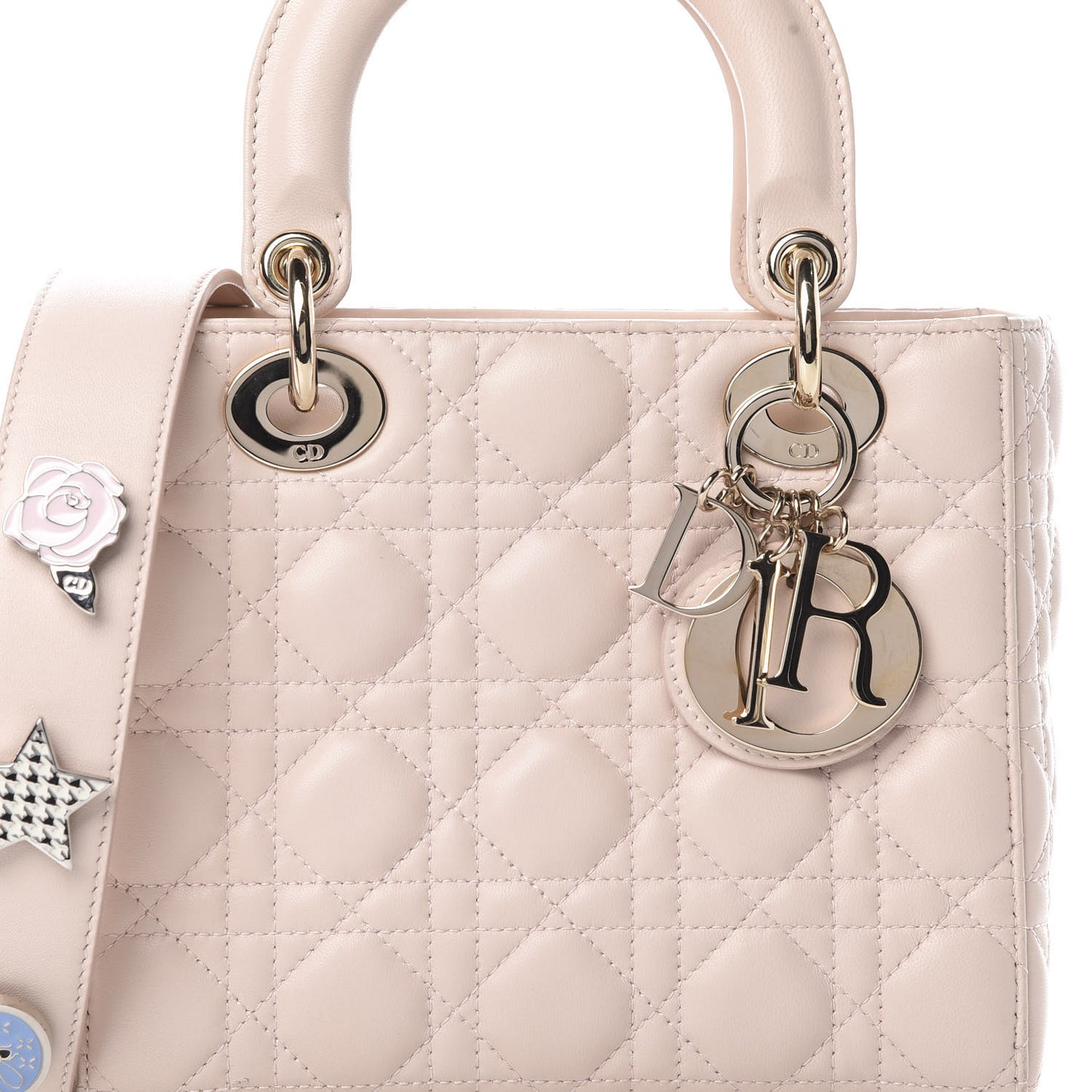 Lambskin Cannage Small Lucky Badges My Lady Dior Pink