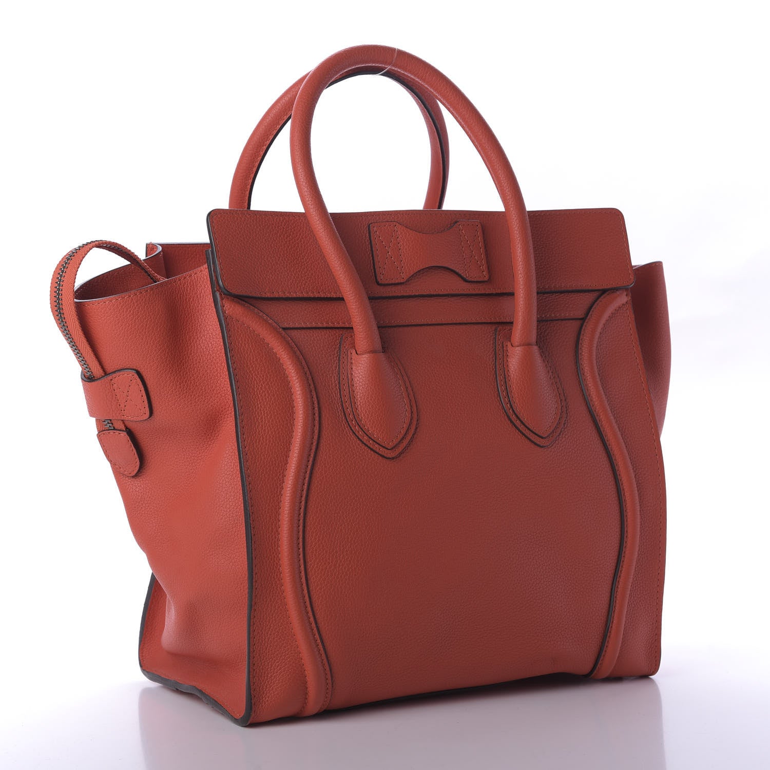 Celine Drummed Calfskin Mini Luggage Vermillon 3 of 8