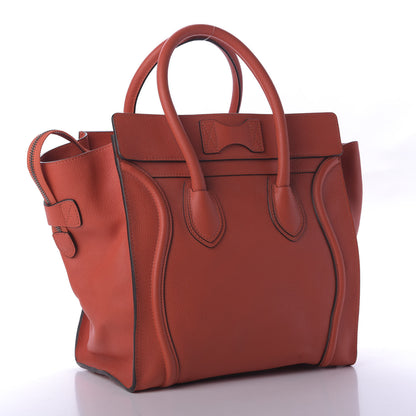 Celine Drummed Calfskin Mini Luggage Vermillon 3 of 8