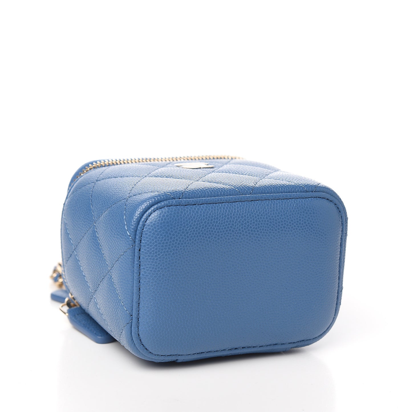 Caviar Quilted Mini Vanity Case With Chain Blue