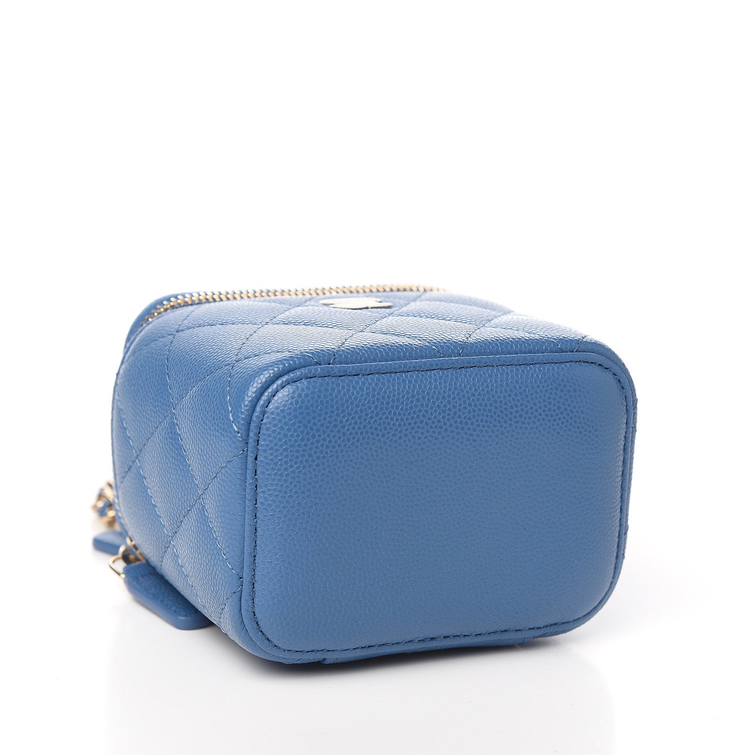 Chanel Caviar Quilted Mini Vanity Case With Chain Blue 3 of 9