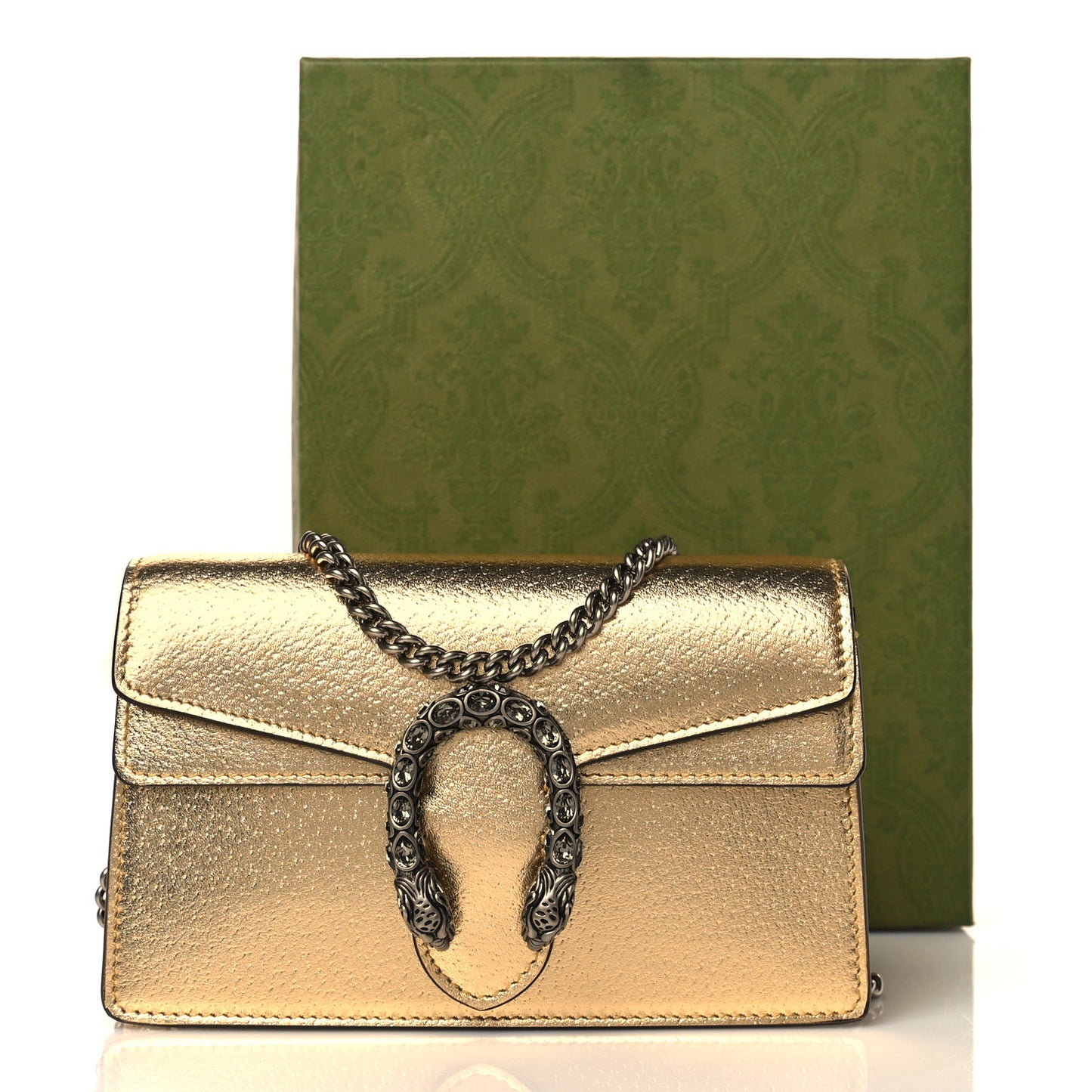 Metallic Calfskin Super Mini Dionysus Shoulder Bag Gold