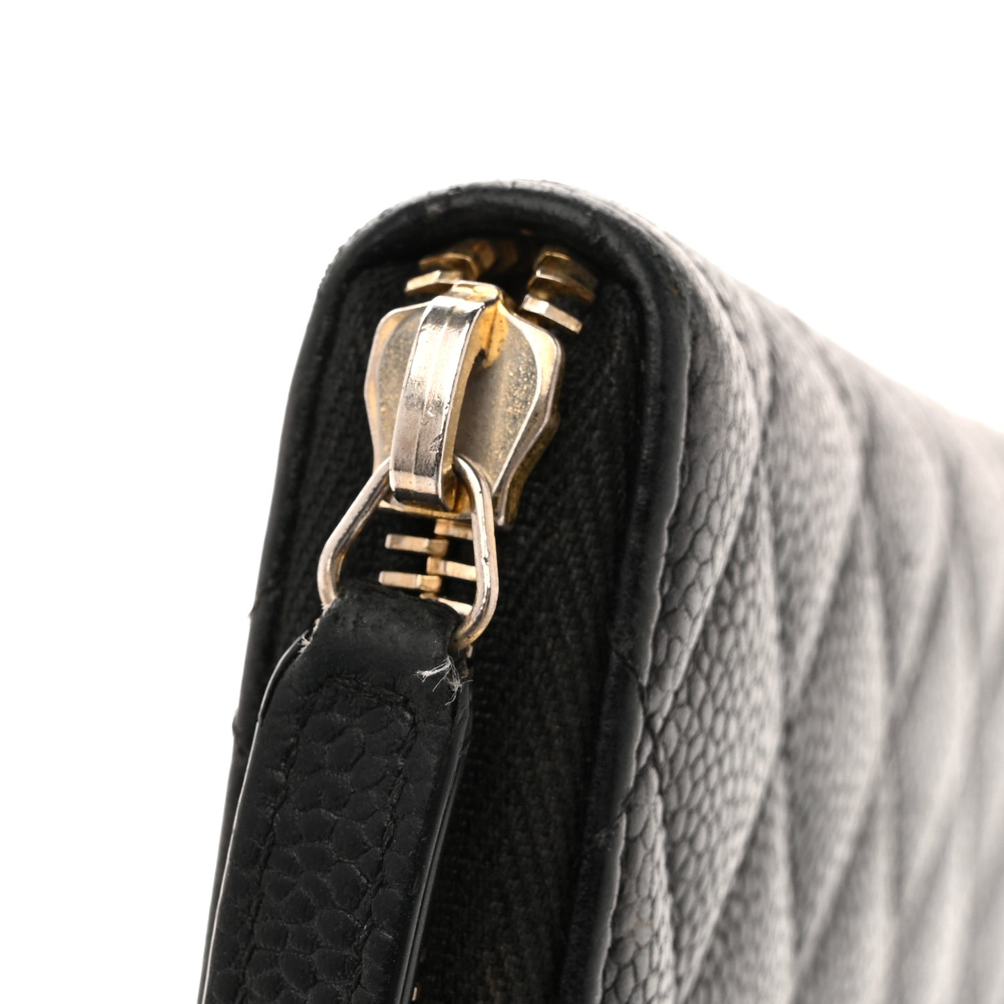 Caviar Quilted Large Gusset Zip Around Wallet Black