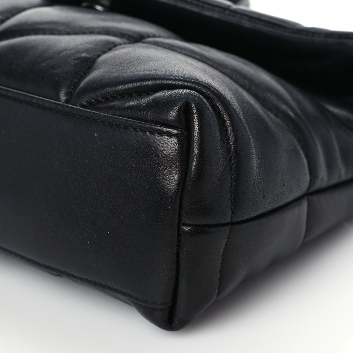 Lambskin Quilted Toy Loulou Puffer Monogram Chain Satchel Black