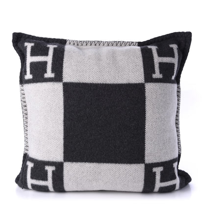 Hermes Wool Cashmere Avalon Pillow PM Ecru Gris Fonce 2 of 3