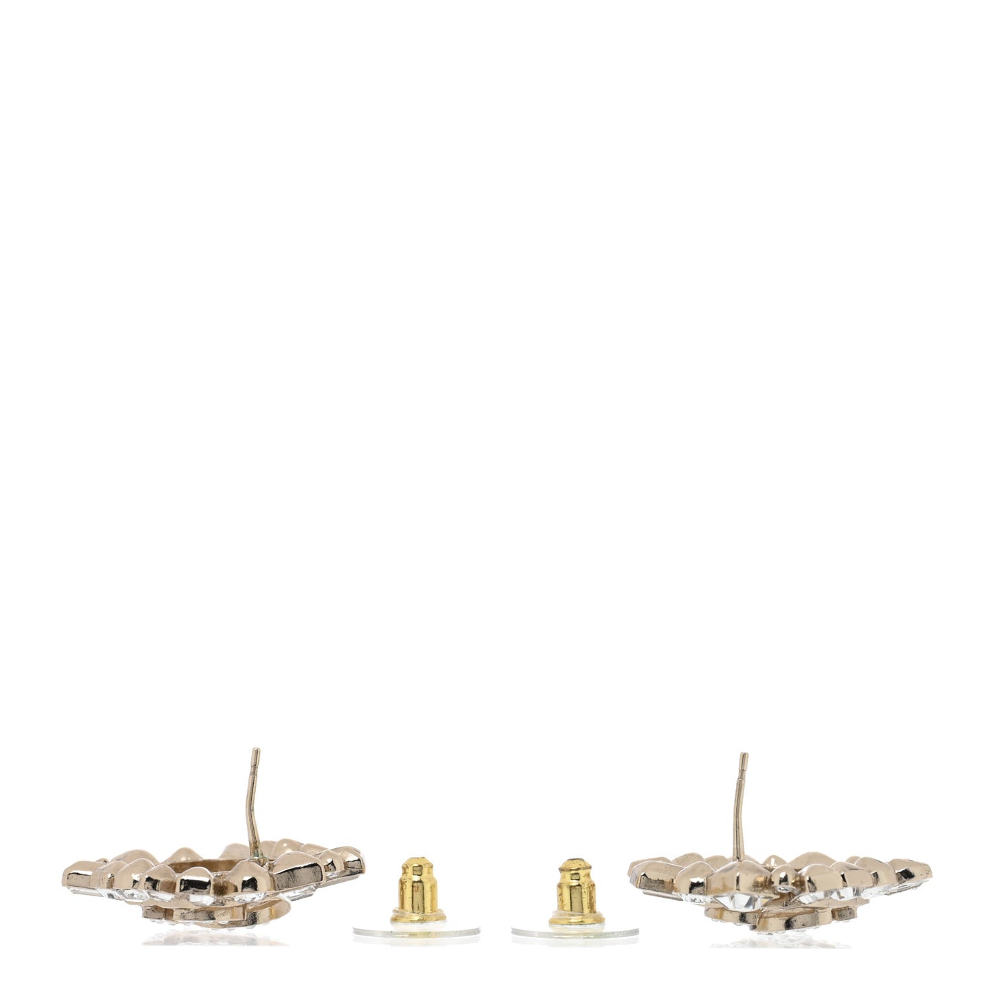 Metal Crystal Baguette High Society CC Earrings Gold