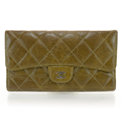Chanel Calfskin Quilted Large Flap Wallet Green 1 of 10