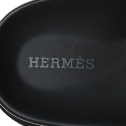 Hermes Calfskin Womens Chypre Sandals 37.5 Black 8 of 9