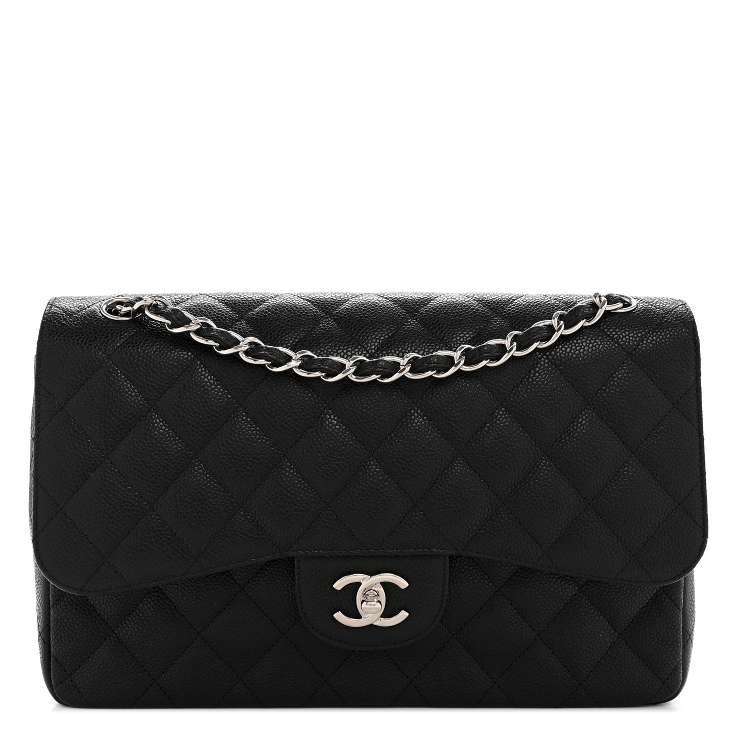 Caviar Quilted Jumbo Double Flap Black