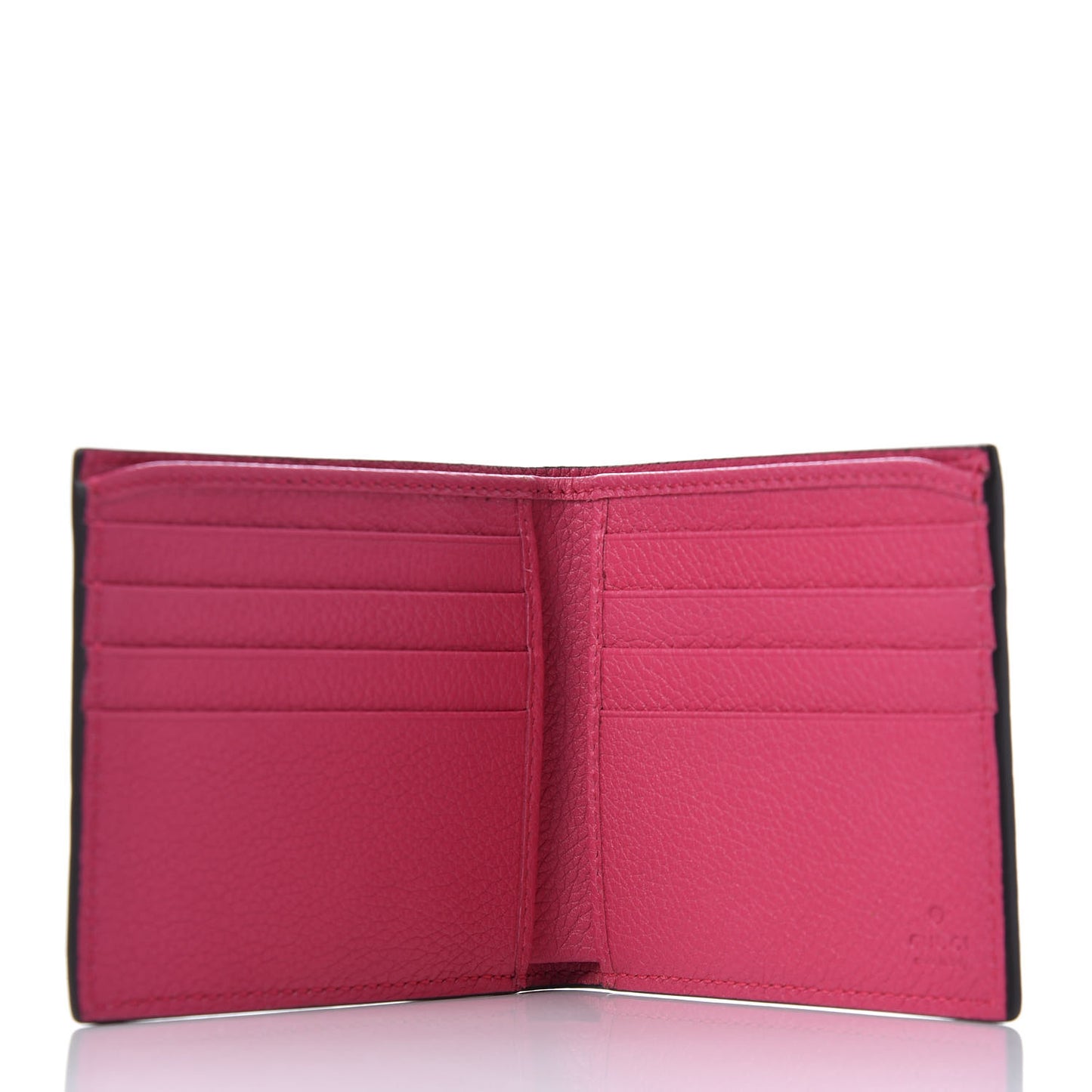 Grained Calfskin Logo Bi-Fold Wallet Box Pink Green