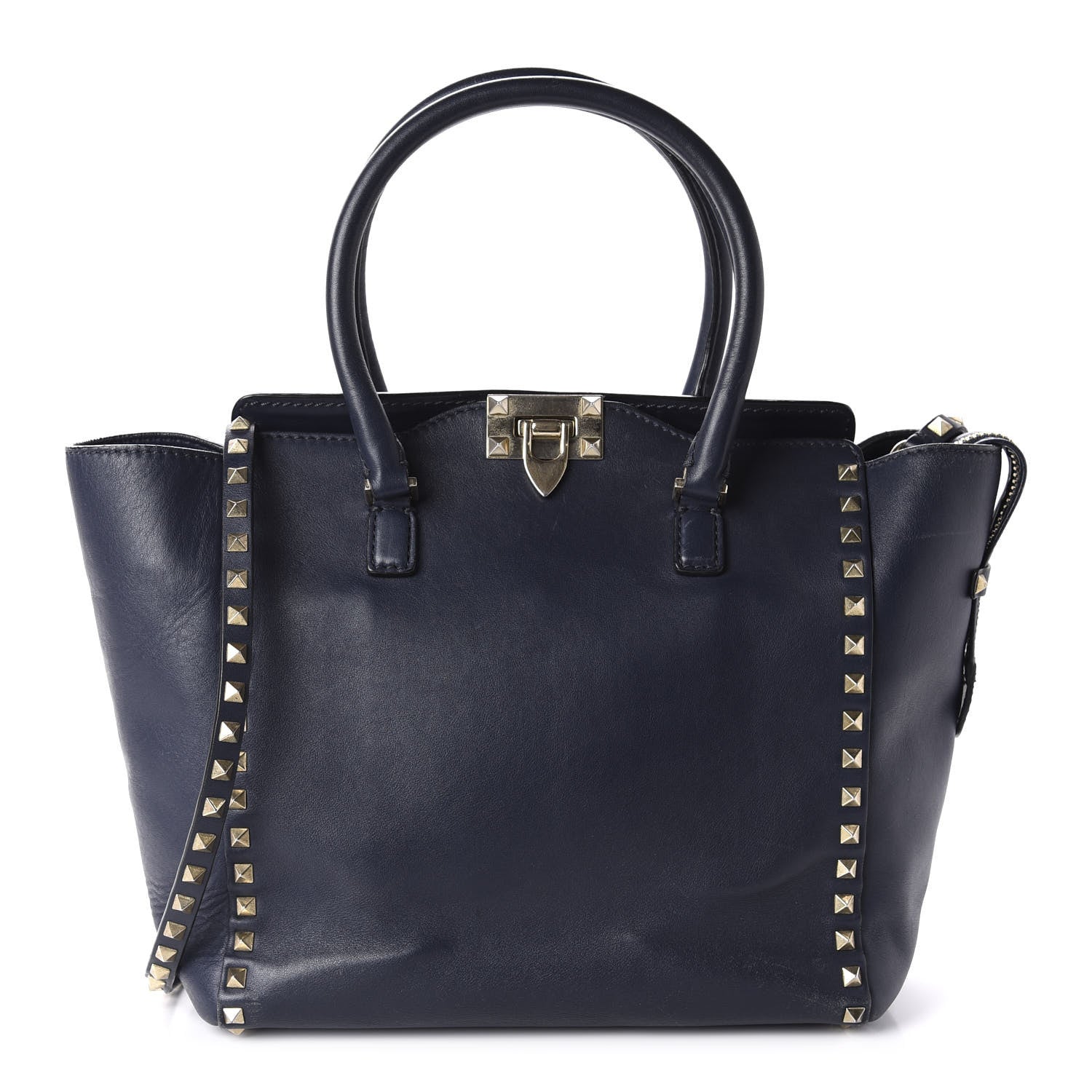 Valentino Garavani Vitello Rockstud Double Handle Tote Marine 1 of 10