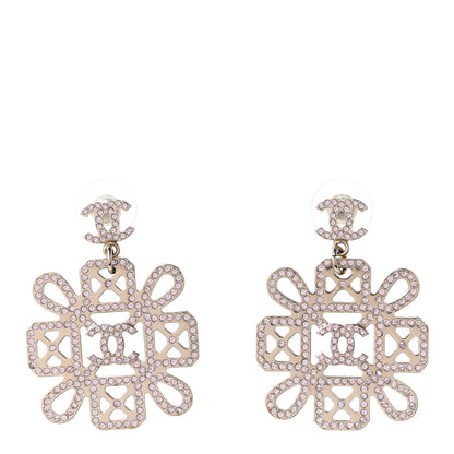 Chanel Crystal Strass Cross CC Earrings Rose Gold Pink 1 of 5