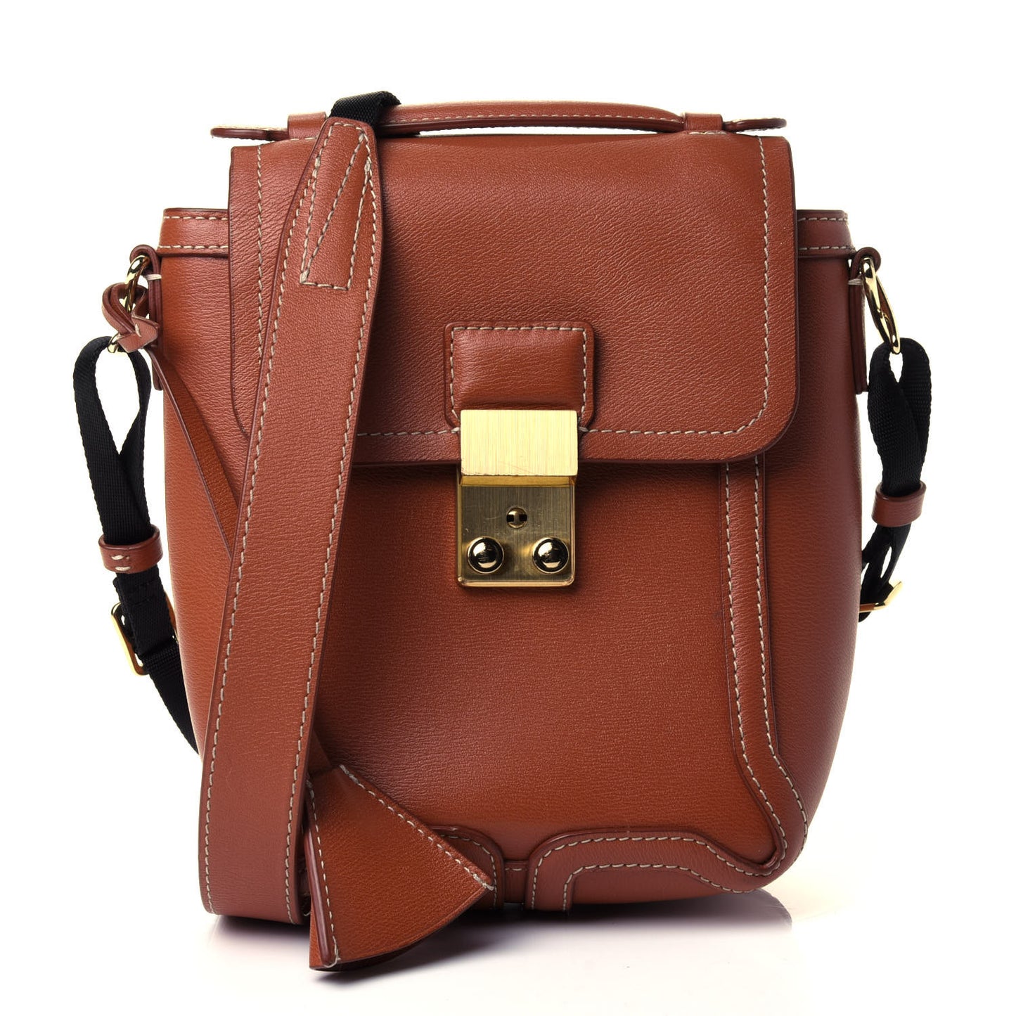 Embossed Grain Calfskin Pashli Camera Shoulder Bag Tan